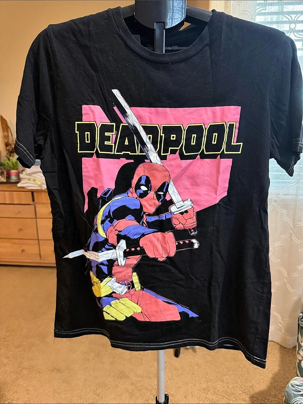 Deadpool Graphic Tee in Black & Pink